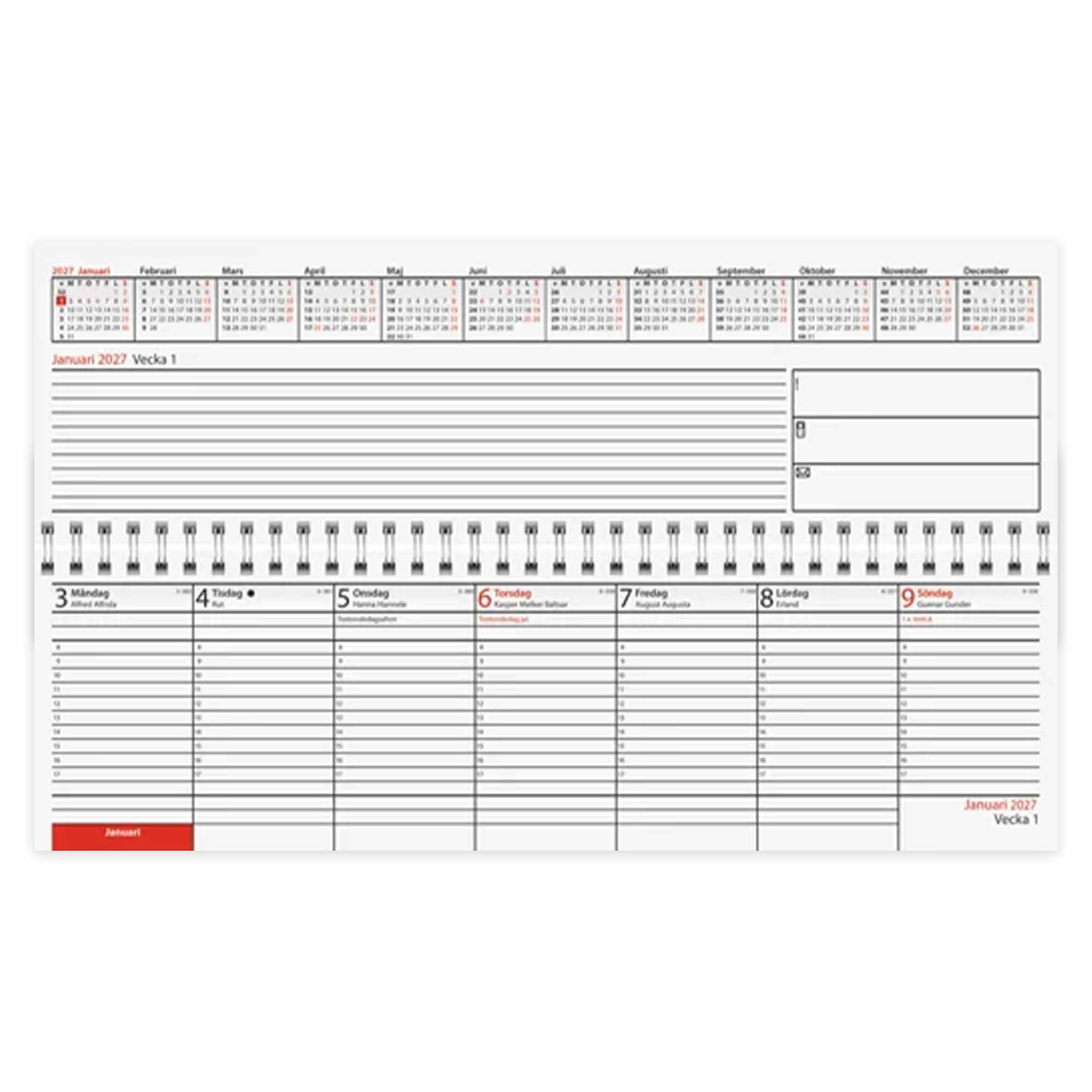 Bordskalender Veckoblock 2027