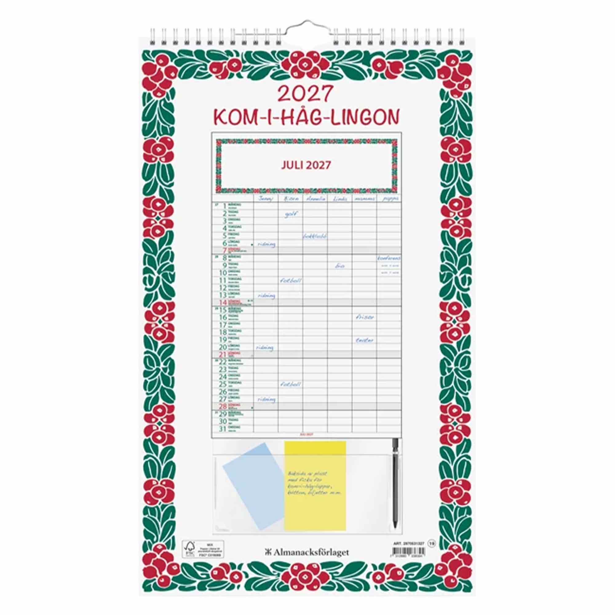Familjekalender Kom i håg Lingon 2027