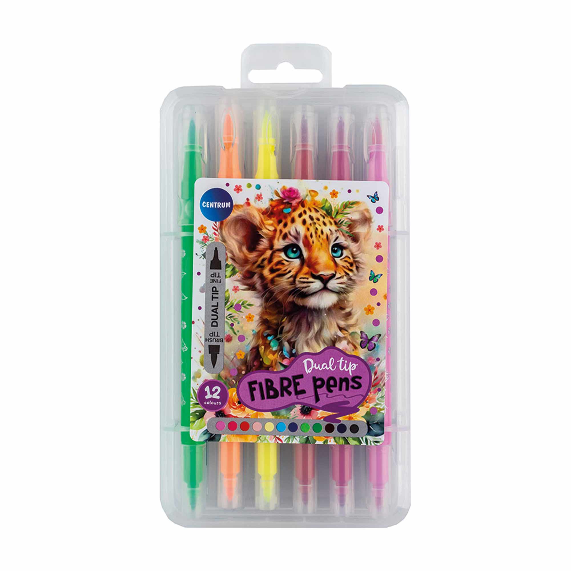 Fiberpennor dual-tip 12 färger Fiberpennor dual-tip 12 färger