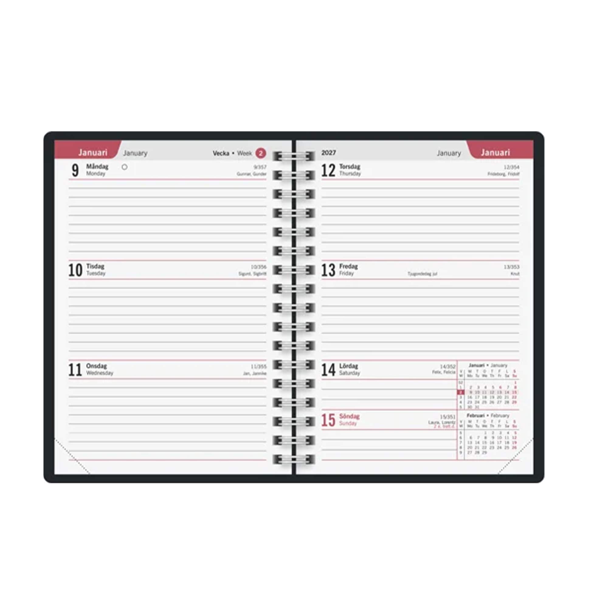 Veckokalender A6 Monstera 2027 Konstskinn